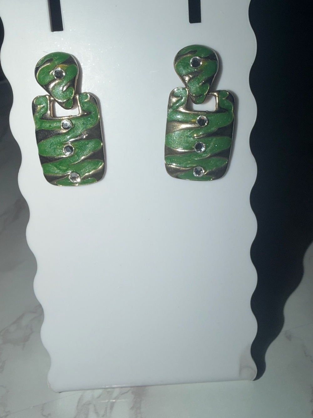 & Other Stories Green Wave Drop Earrings with Metallic Accents
